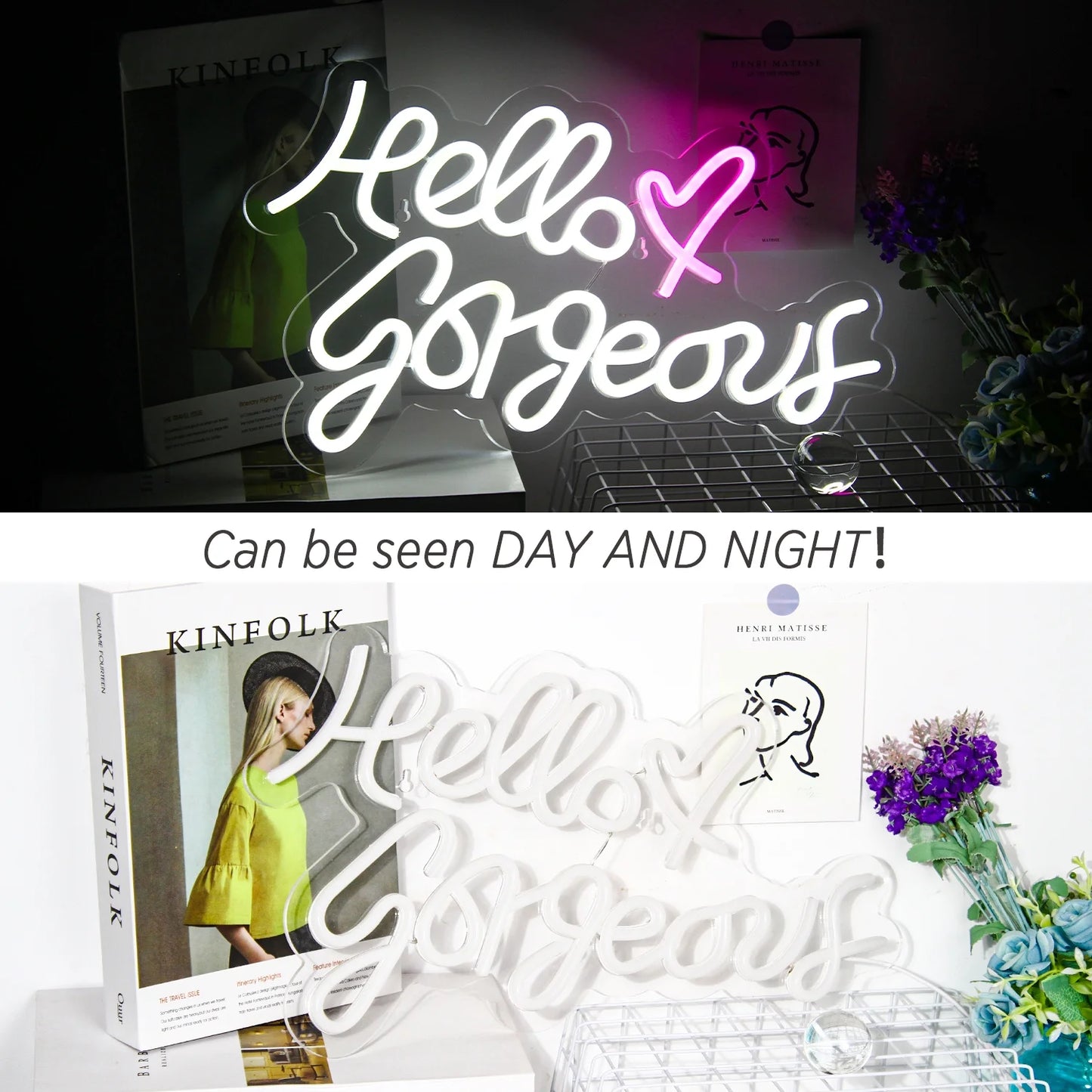 Hello Gorgeous LED Neon Light Signs USB Power for Wedding Bedroom Birthday Party Home Bar Wall Art Decoration
