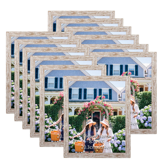12 Pack Beige 8X10 Picture Frame, Rustic Grain 8 by 10 Photo Frames for Wall or Tabletop Display