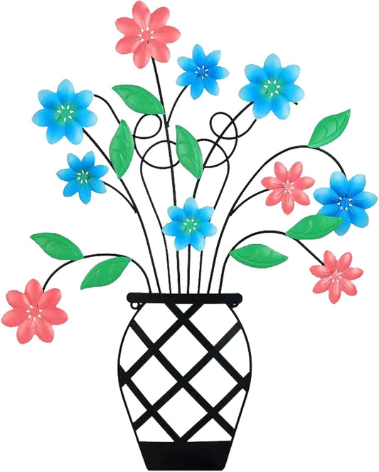 Metal Wall Art, Flower Metal Wall Decor, 23'' X 19'' Personalized Kitchen Wall Sculptures for Bathroom Bedroom Living Room Home Decoration Christmas Gift