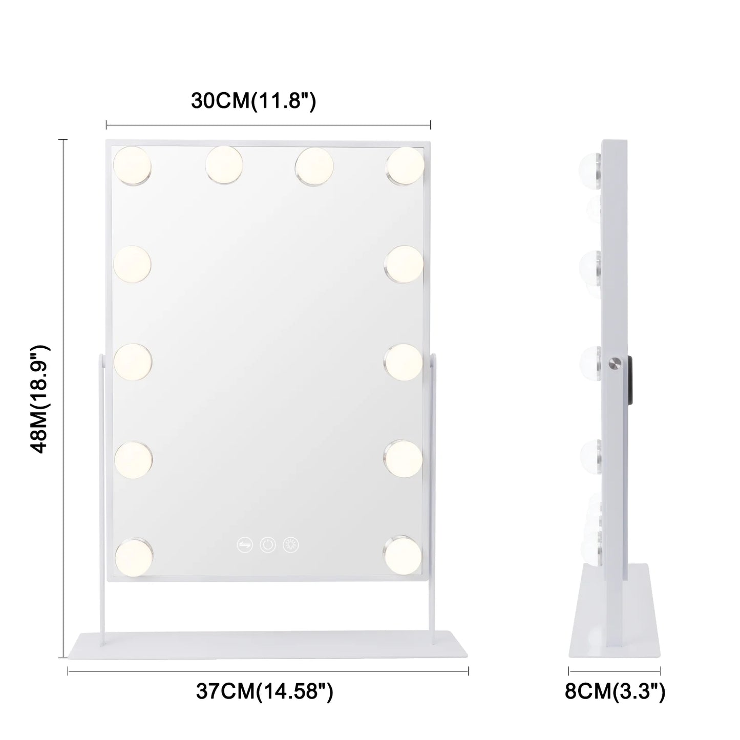 GLOBAL 14.5" X 18.9" Vanity Makeup Mirror with Lights Tabletop Metal White