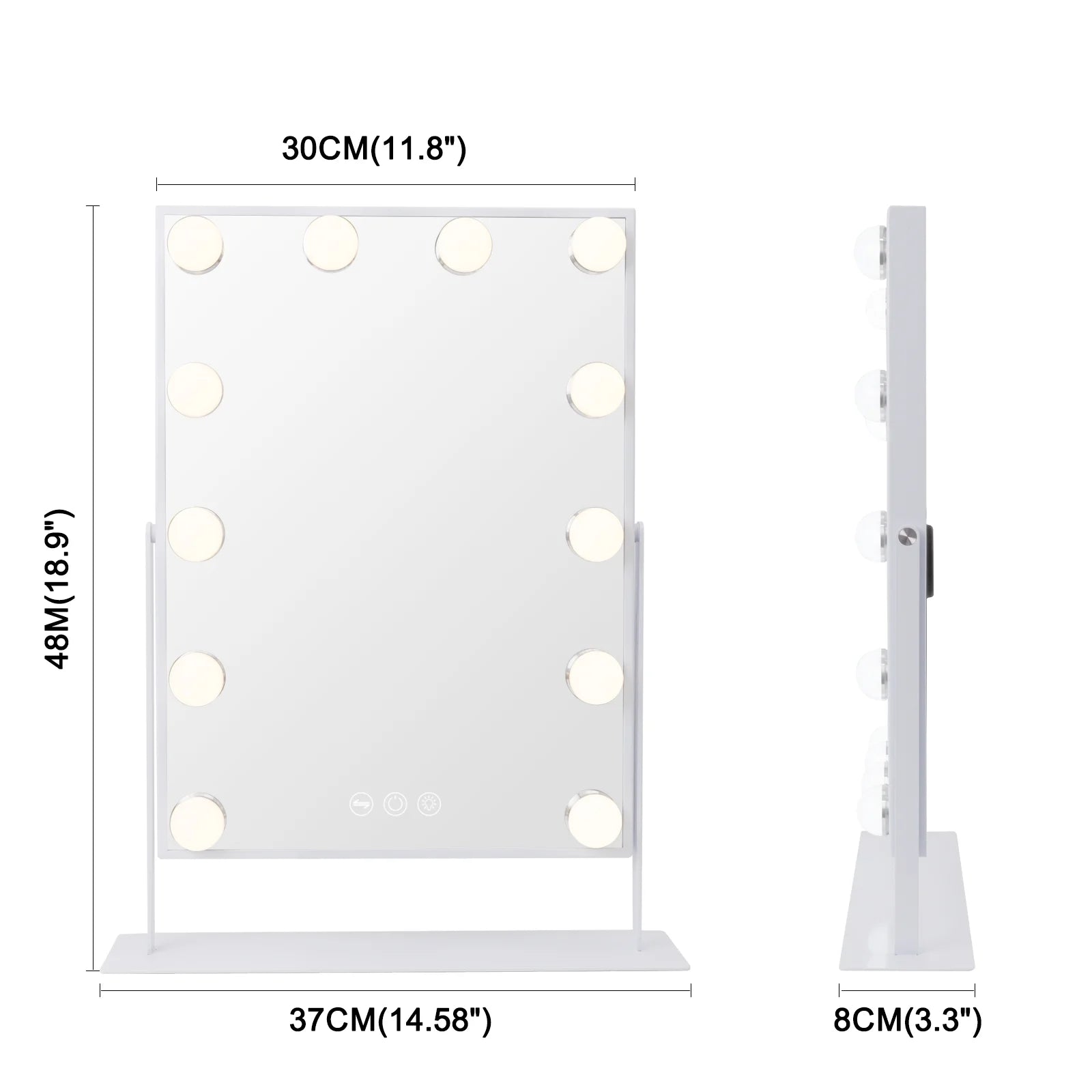 GLOBAL 14.5" X 18.9" Vanity Makeup Mirror with Lights Tabletop Metal White