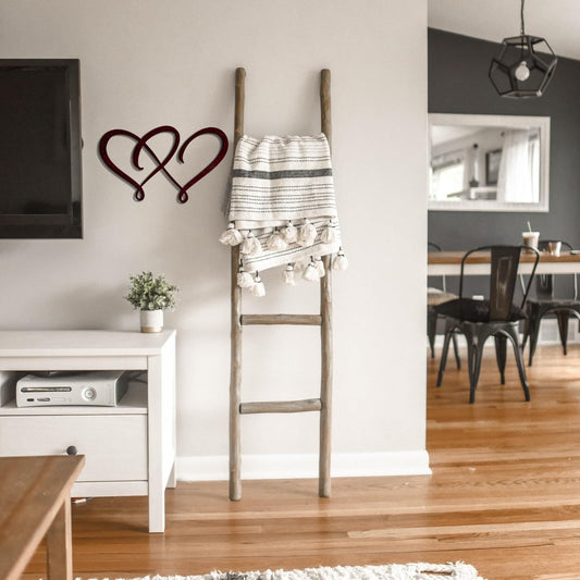 Double Heart - Metal Wall Art - 25" X 15" - Black