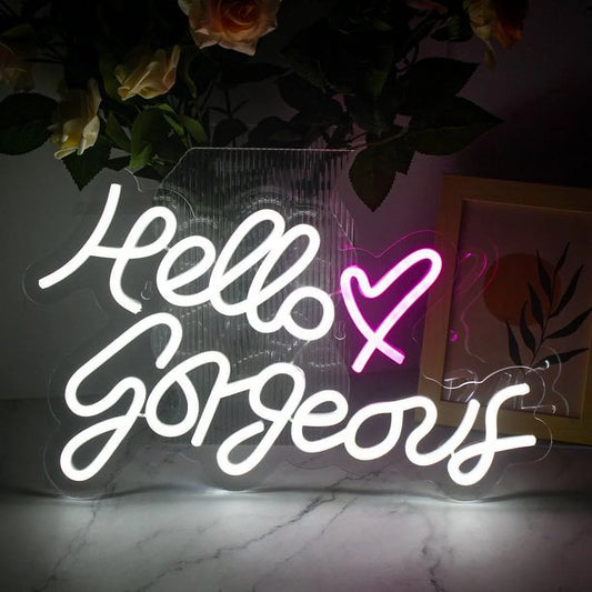 Hello Gorgeous LED Neon Light Signs USB Power for Wedding Bedroom Birthday Party Home Bar Wall Art Decoration