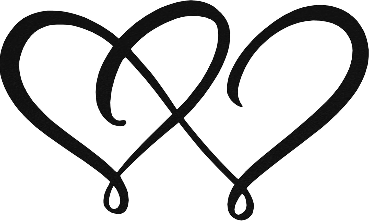Double Heart - Metal Wall Art - 25" X 15" - Black