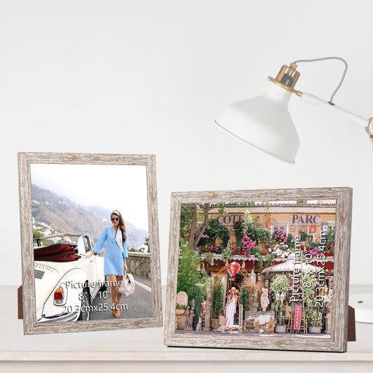 12 Pack Beige 8X10 Picture Frame, Rustic Grain 8 by 10 Photo Frames for Wall or Tabletop Display